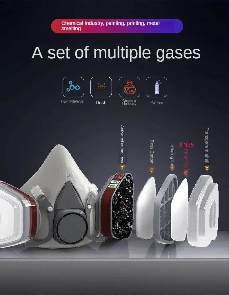 Original 6200 Respirator Reusable Half Face Cover Gas Mask with Cotton Filter Goggles for Painting Spray Polishing Work Safety gas mask face respirator gas respirator half face respirator mask