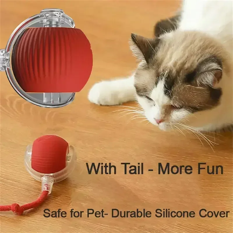 Cat Toys Rechargeable Pet Interactive Automatic Rolling Ball Toy Simulated Tail cat toys