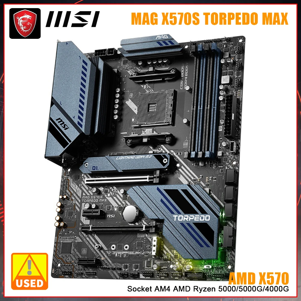 Msi Mag X570S Scheda Madre Siluro Max Amd X570 Chipset Amd Am4 Socket Scheda Madre 4 × Ddr4 128G Supporto Amd Ryzen 5600 5000G 5600G