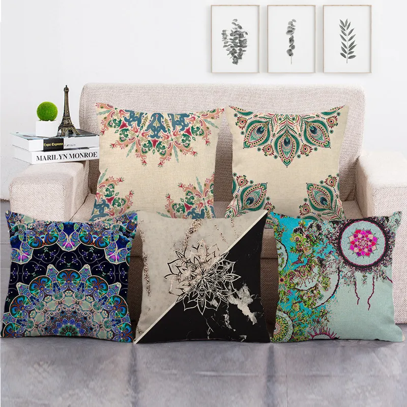 

Ethnic Bohemian Pillow Case Indian Decorative Pillow Case Boho Pillow Cover for Living Room Bedroom Sofa Bed Chair Home Decor