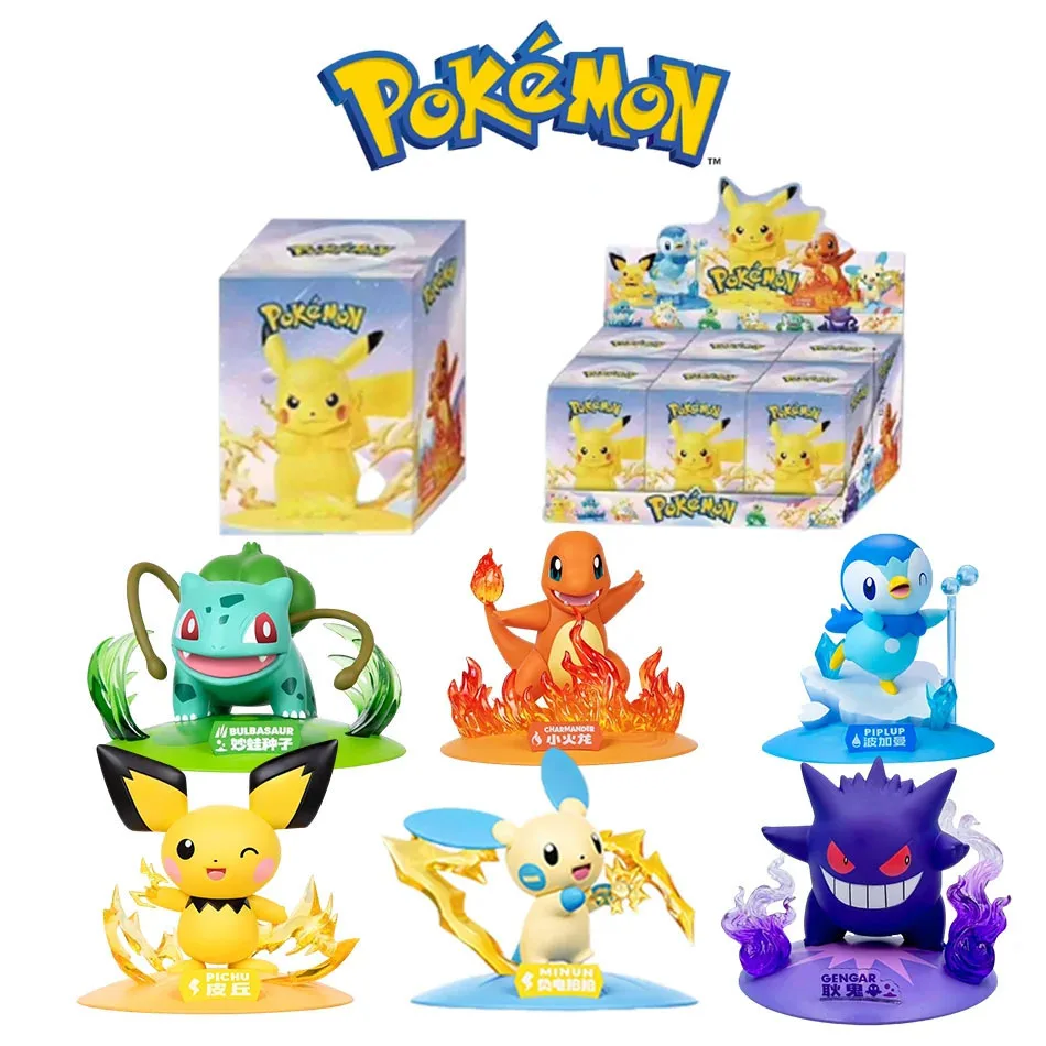 12 Pok é mon Action Dolls Pikachu Blind Box Anime Models Desktop Decorations Pok é mon Toys Children's Birthday Gifts