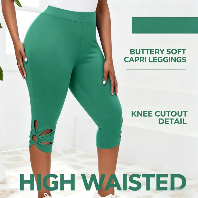 Women's plus Size Stretch Leggings Summer Elastic Waist Seamless Casual Capri Pants Short Length Essential Leggins for Mujer 3
