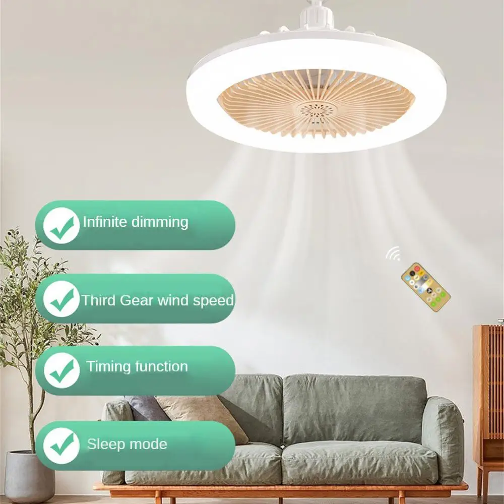 

E27 Ceiling Fan With Lamp E27 Light Remote Control Aromatherapy Fan Lamp Bedroom Living Silent Cooling Fan Light