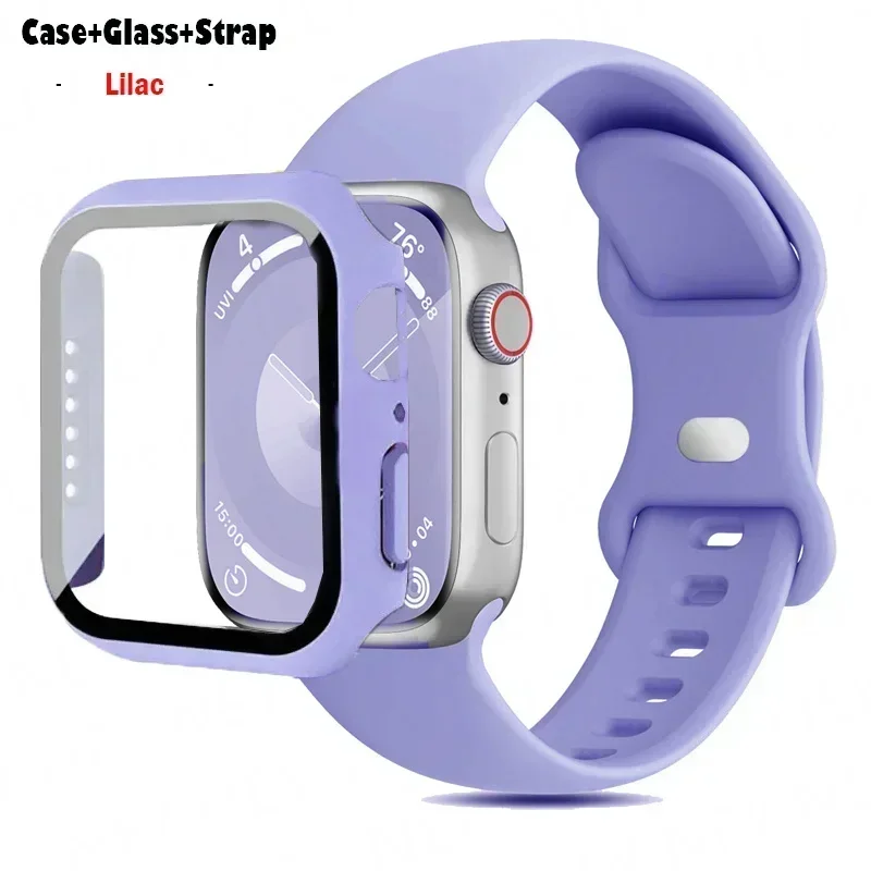 Stylish Silicone Bracelet for Apple Watch - Glass Case with Watchbands