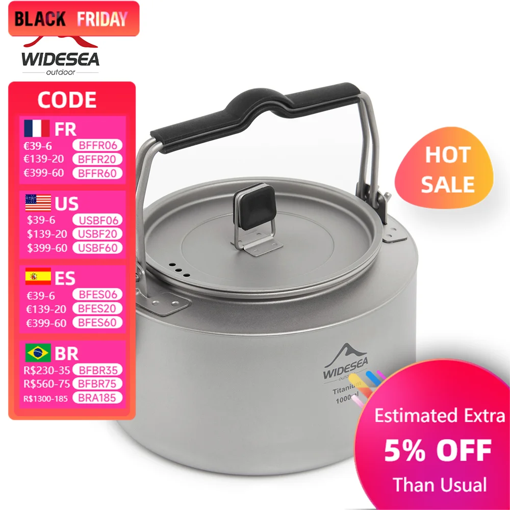 Widesea 1.1L 2L1.5L Camping Water Kettle Outdoor Coffee Kettle Tableware Picnic Set
