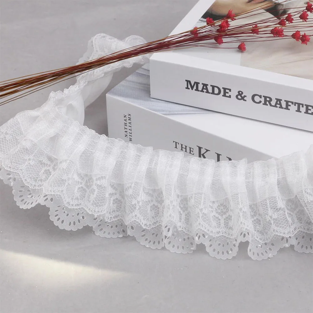 Elegant Three-Layer Ruffle Lace Trim for Fashion and Home Decor