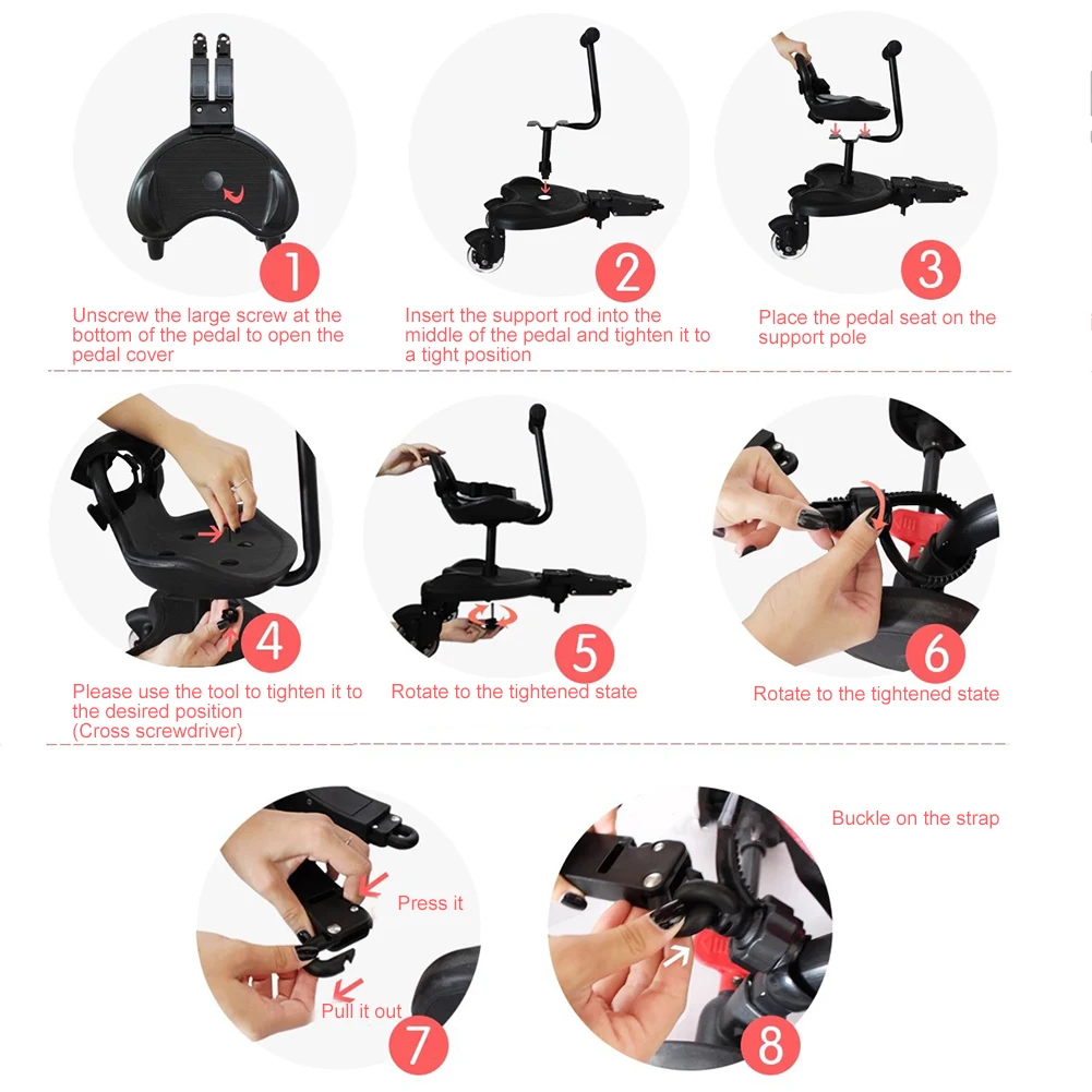 Universal Baby Stroller Pedal Adapter 360&deg; Rotation Wheel Height Adjustable Load-bearing up to 25KG Baby Assisted Stand Stroller