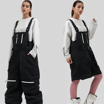 2025 Winter Skiing Pants Women Warm Snow Trousers Outdoor Waterproof Ski Overalls Men Loose Snowboard Strap Pants Sport Clothes 1
