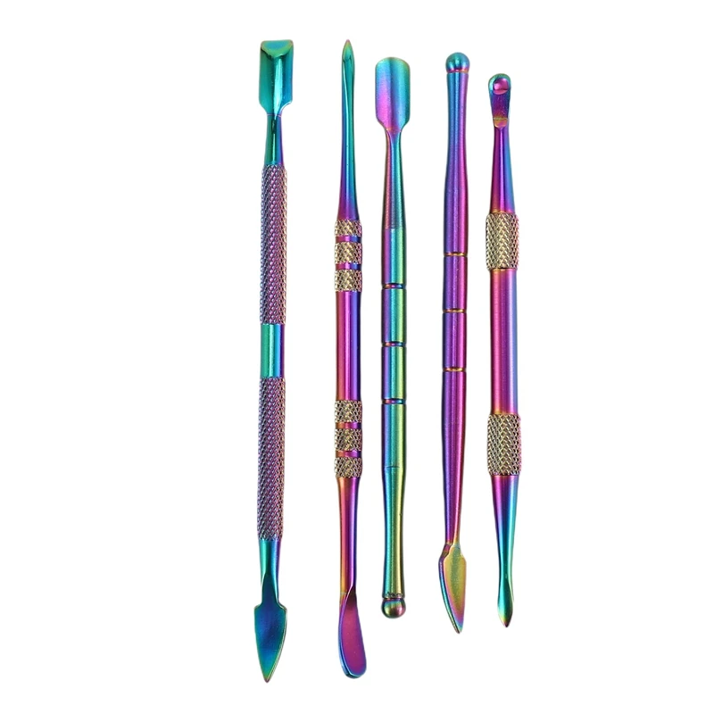 6 Pcs Wax Carving Tool Set, Stainless Steel Double-Sized Tools with Silicone Container Jar and Metal Case, Rainbow Color woodworking boring machine