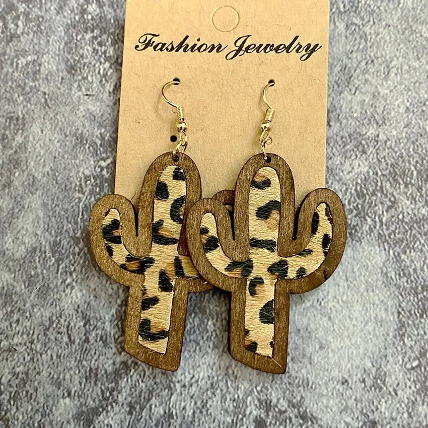 Geometric Genuine Leather Cheetah Print with Authentic Louis Vuitton Canvas  Earrings