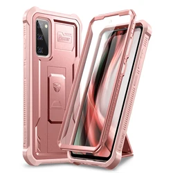 Shockproof Heavy Duty Phone Case with Screen Protector and Stand - Enhanced Protection Back Cover - Galaxy S20 FE (Pink)