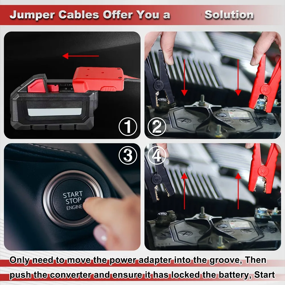 Jumper Cable Clamps for Milwaukee M18 18V Battery Jumper Starter,8AWG Portable Battery Starter for Power Tool