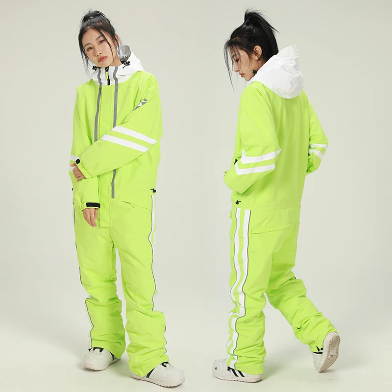 Waterproof Women One Piece Ski Suit Hooded Woman Ski Jumpsuit Winter Sport Female Snowsuit Snowboard Overall Mountain Clothes