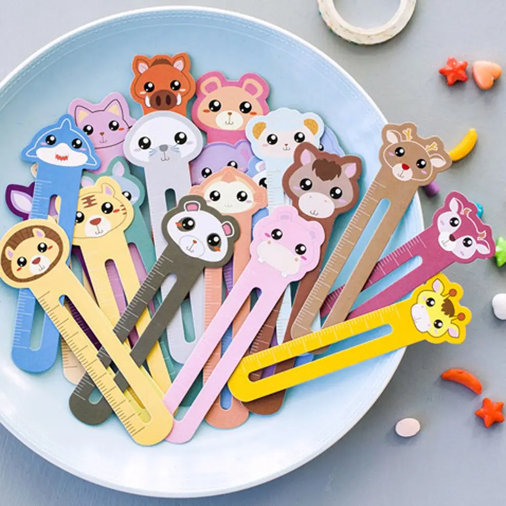 

Portable Cute Cartoon Stationery Supplies Gift School Office Ruler Bookfolder Animal Farm Bookmark Book Clip Pagination Mark