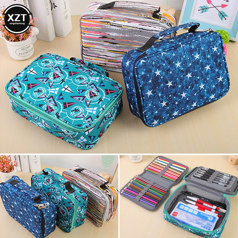 72 Slots School Pencil Case Kawaii Girls Boys Pencil Box Cute Large Capacity Cases Art Painting Stationery Storage Bag