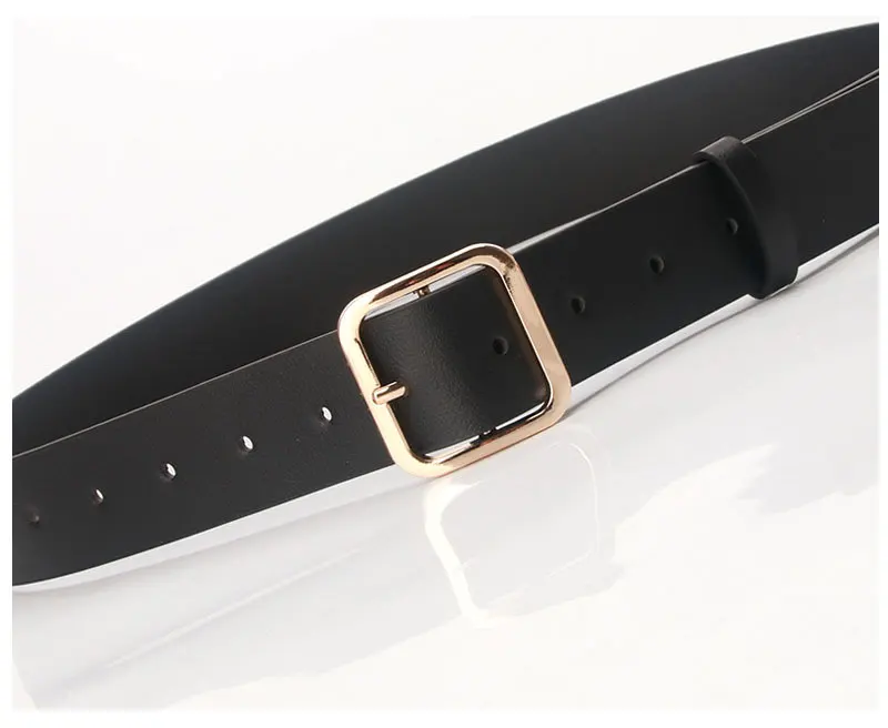 3.5x105cm Women's Belt Soft PU Leather Belt Square Pin Buckle Jeans Belt Korean Version Chic Ladies Vintage Female Waistband