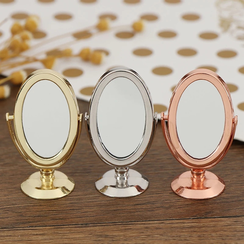 

1/12 Scale Dolls Bathroom Furniture Toy Accessories Doll House Miniature Vintage Glod Sliver Rose Gold Vanity Mini Mirror