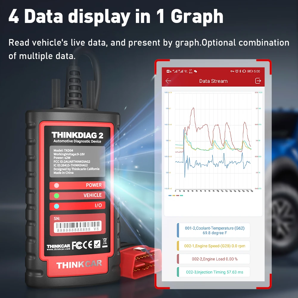 THINKCAR Thinkdiag 2 Auto-Codeleser-Diagnosetool, 15+ Resets, OBD2-Scanner, unterstützt das aktive Test des CAN-FD-Protokolls für iOS und Android – Detail 8