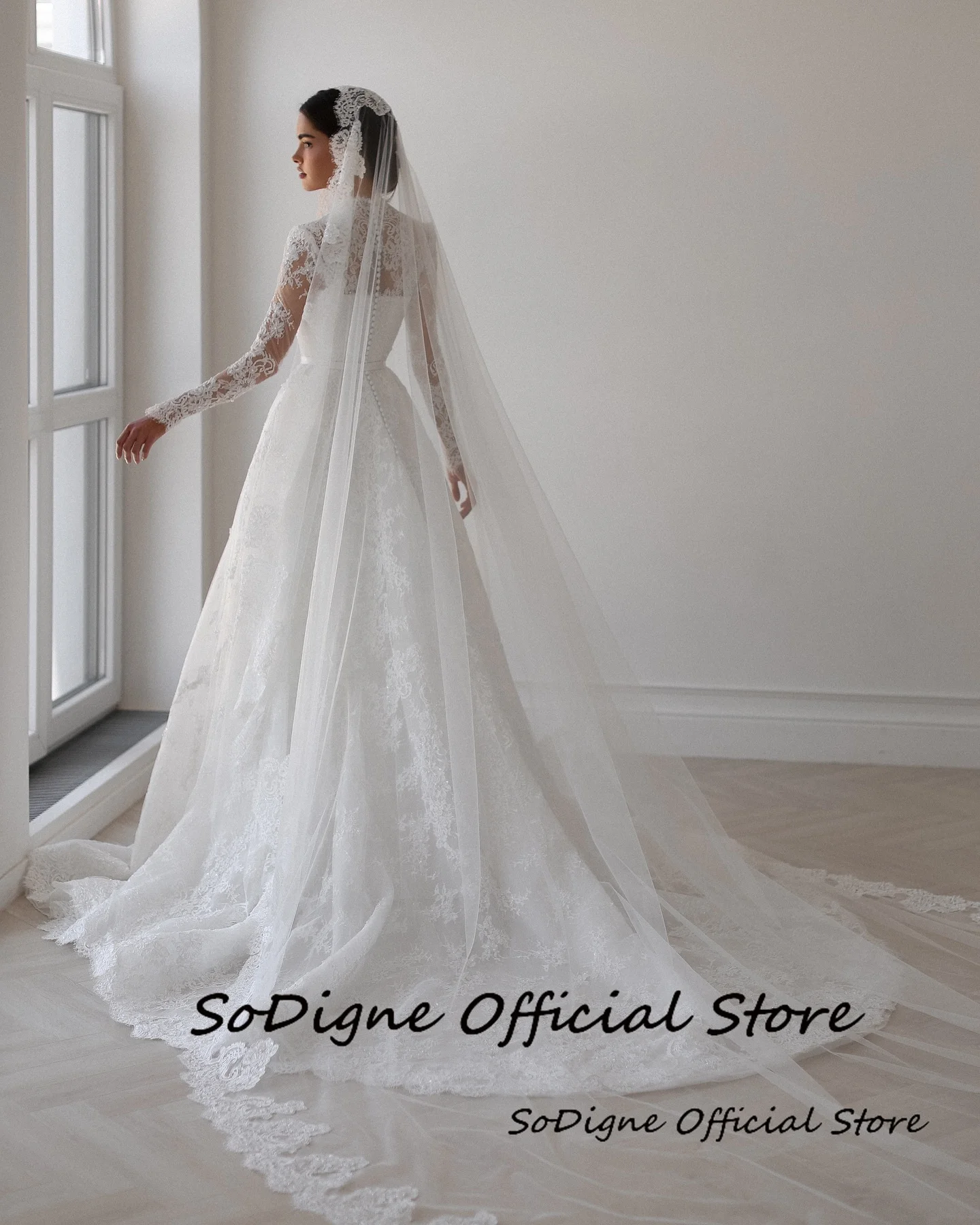SoDigne A-line Lace Wedding Dress Sweetheart Full Sleeves Bride Dresses 2025 Long Bridal Gowns vestidos de novia Customized 14 S5d14eb83f93644ad8a13b7e7029d0076Y