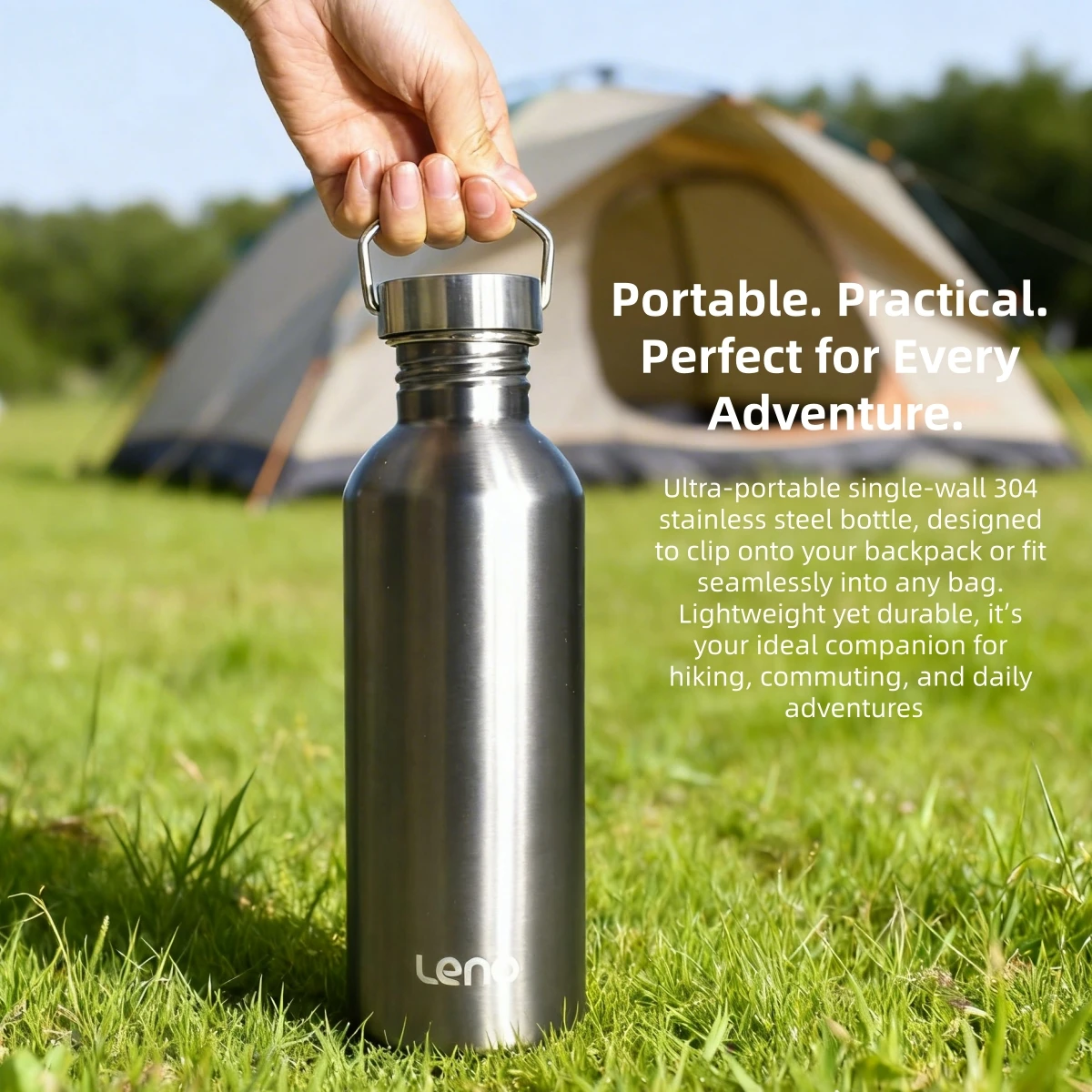 Premium Stainless Steel Sports Water Bottle - Large Mouth, Single Wall Flask with Matching Lid (350-2000ml)