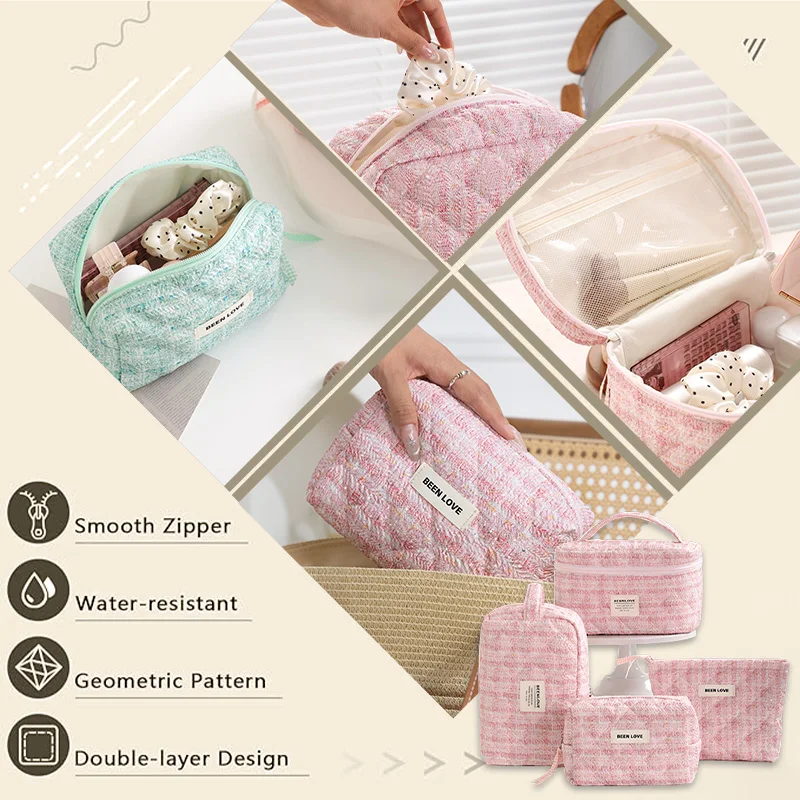 Cosmetic Bag Vintage Flower Women Cosmetic Bag Portable Zipper Makeup Travel Organizer Female Handbag Toiletry Quilting Bag 5