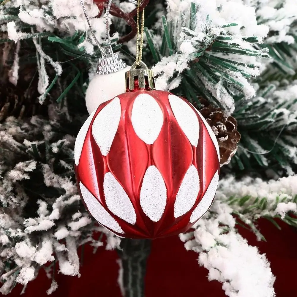 6Pcs 6cm Plastic Christmas Ball Painted Xmas Tree Decor Christmas ornaments Hanging Festive atmosphere Christmas Ball Pendant