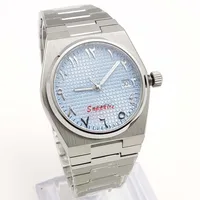 40MM Arabic Blue Dial Mens Watch Automatic Sapphire Wristwatch NH35 Movement Date Steel Strap Waterproof Automatic Watch Men 1