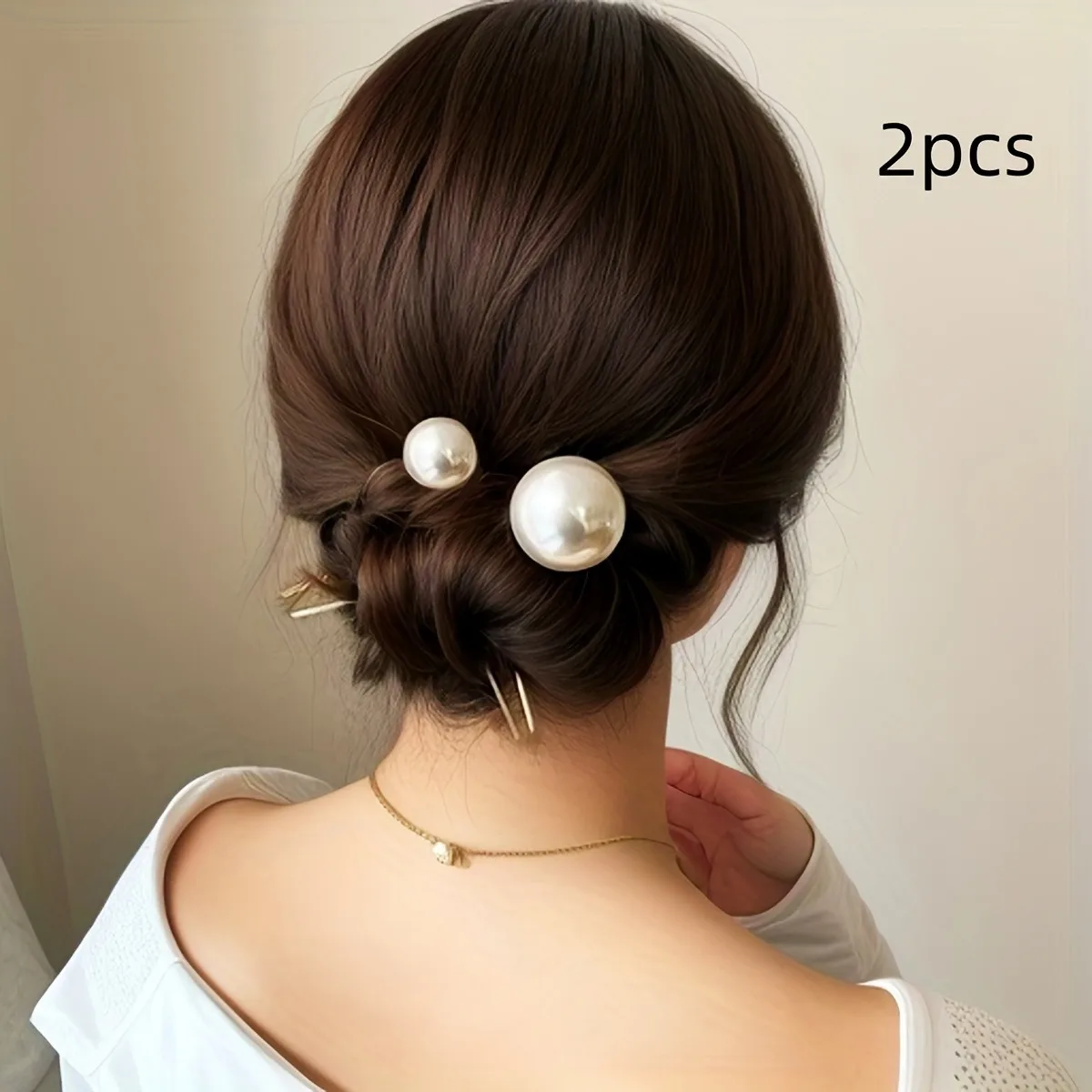 Elegante set di 2 forcine per capelli con perle finte - Design a torsione a forma di U per donne e ragazze, accessori per capelli, forcina perfetta per matrimoni_voghion.com