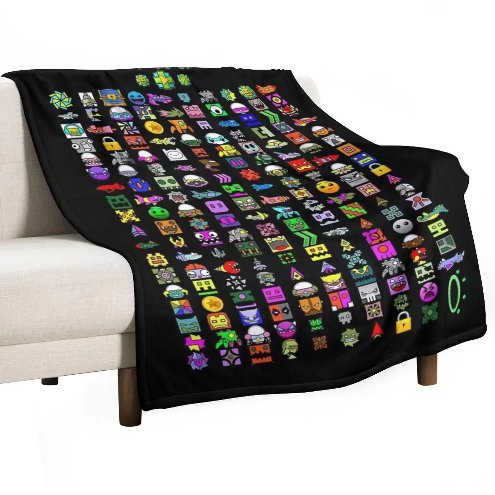 

Geometry Dash Throw Blanket Decorative Sofas Plaid Decorative Beds Blankets
