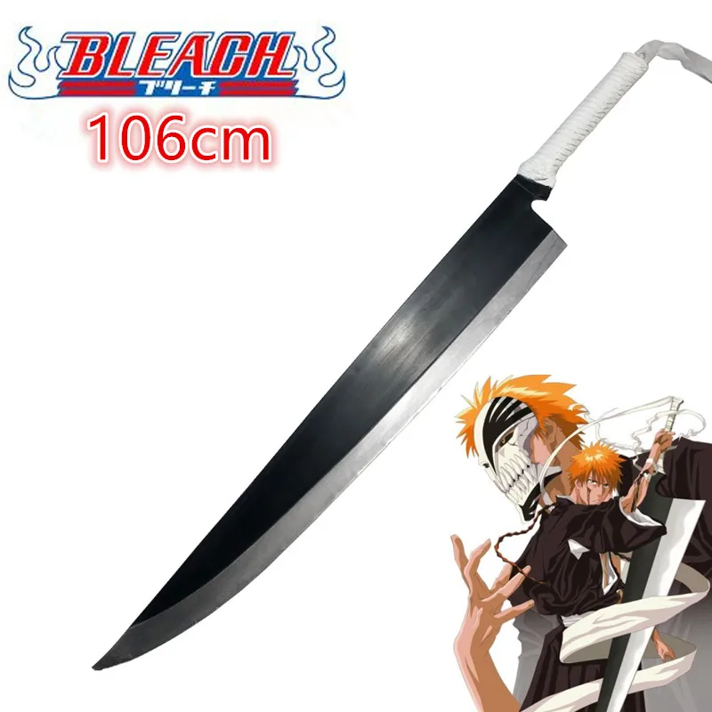 

1:1 Bleach Sword Kurosaki Ichigo Sword Sky Lock Moon Black Knife Zanpakutou Ninja Katana Knife Sword Weapon Props Safety PU Toy