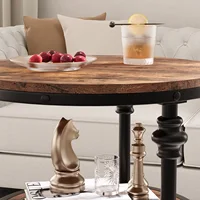 Table basse ronde à 3 niveaux peu encombrante – Cadre en métal industriel moderne – Étagères de rangement – Table d'appoint pour canapé pour salon, chambre à coucher, petits espaces 4