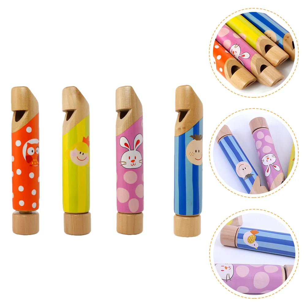 

4 Pcs Children’s Toys Push-pull Wooden Flute Small Whistle Educational Musical Instrument Practical Wind Teaching Aid