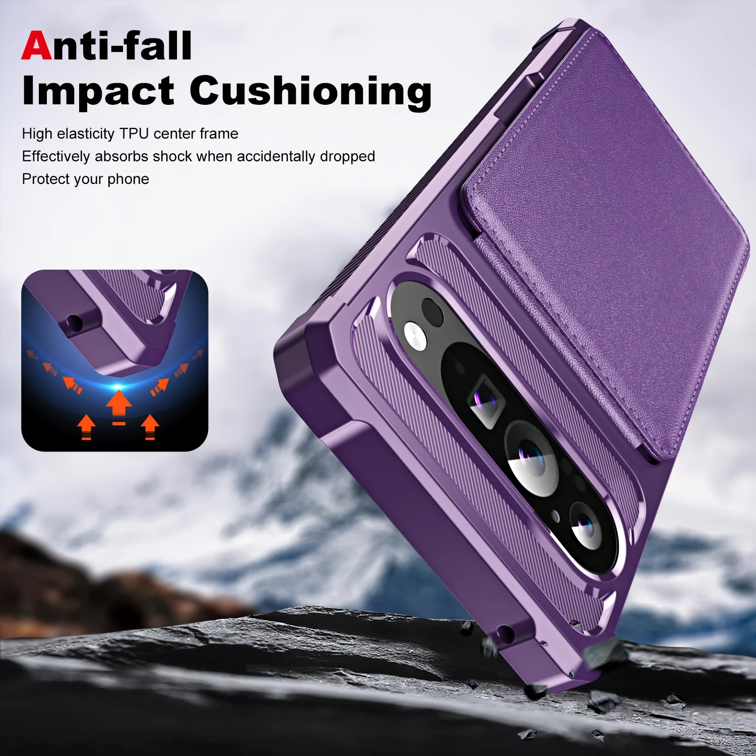 Magnetic Vertical Card Slot Leather Wallet Case - Anti-Fall Ultra Thin Cover
