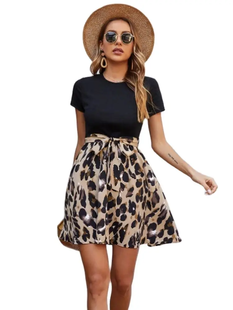 

Xylocarp-Women's Print Patchwork Tie Bow Dress, New, KY-8871, 2023