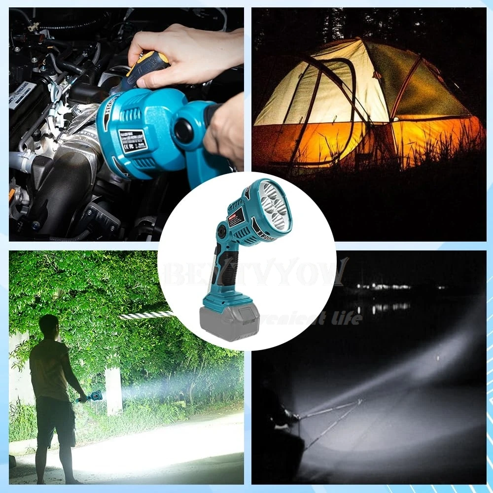 1120LM Portable Flashlight Compatible with Makita 18V Battery Jobsite LED Work L