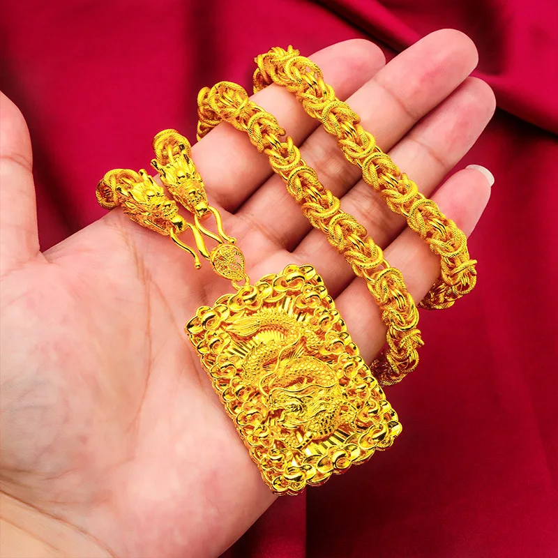 

Mencheese вьетнамская позолоченная Мужская подвеска властителя дракона год Животного Ожерелье украшение без выцветания подарок для парня