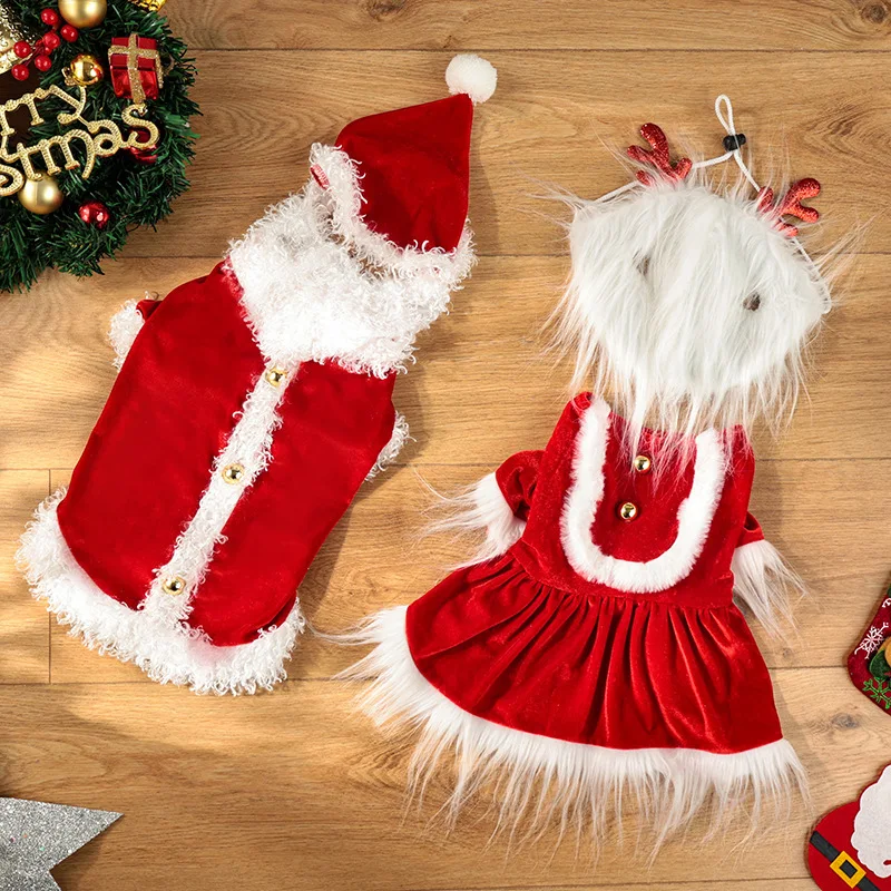 Pet Clothes Christmas Party Set Holiday Dress Up Funny Small and Medium Dog Clothes
