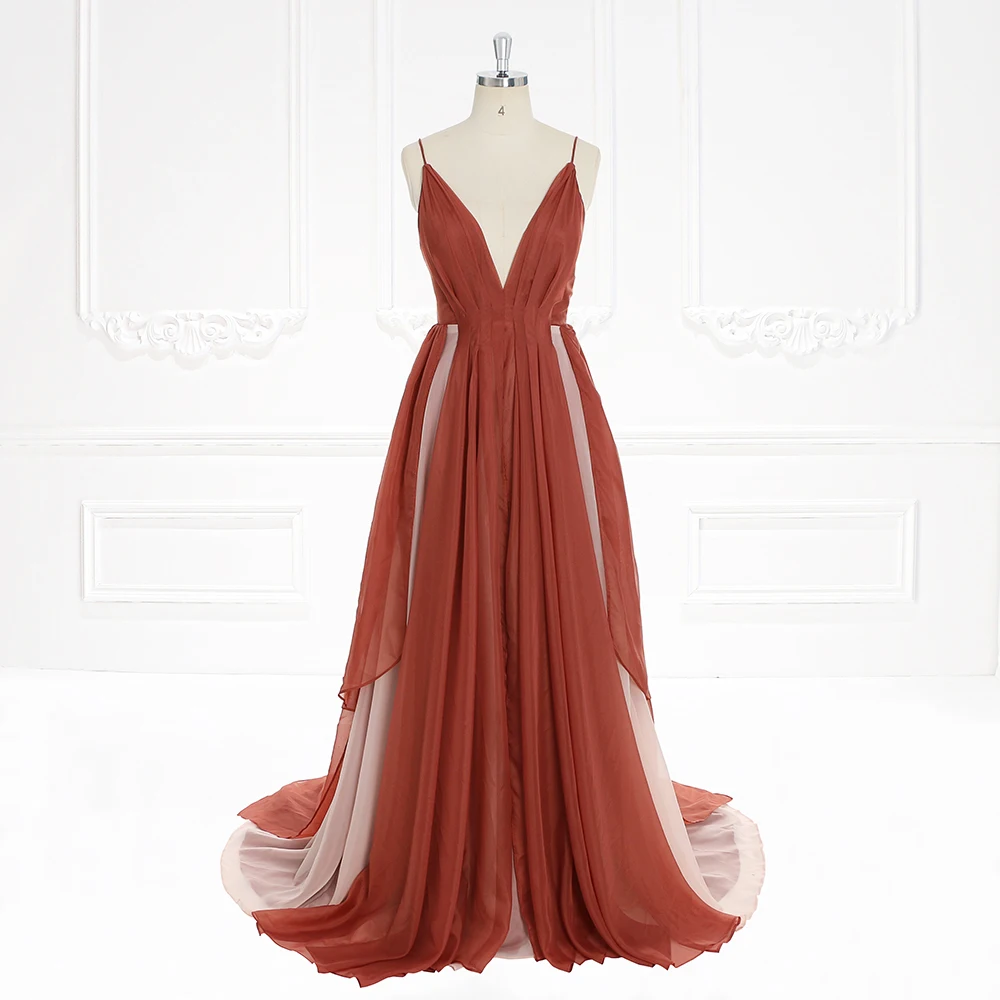 

Spaghetti Straps Vintage Long Evening Dress Prom Dress YEWEN YW230728