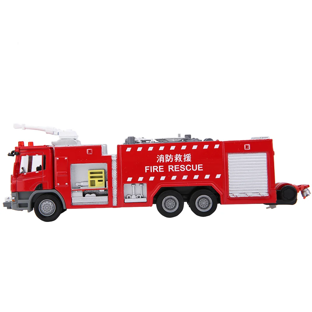 1:50 Children Fire Fighting Truck Model Toy Alloy Simulation Engineering Vehicle Toy For Kids Gift yatming 1 43 scales classic vw microbus police car 1962 mini van fire truck diecast model auto toy vehicles with acrylic box kid