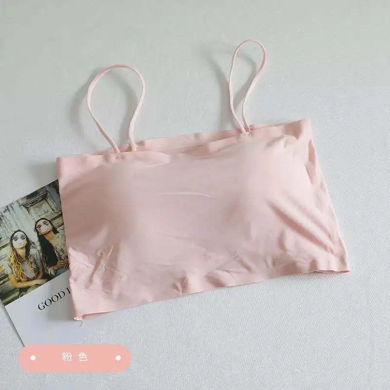 women lingerie bra Sexy Push Up Ice Silk Crop Top Seamless Sling Tube Top Sleeveless Camisole Underwear Ladies Intimates Bralette