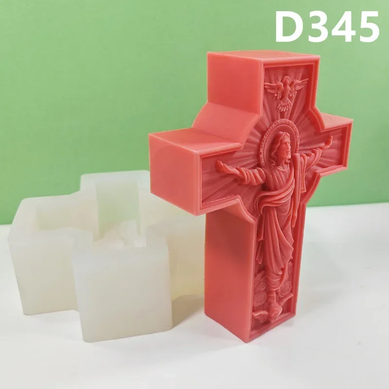 2D/3D 8-19cm Western Mythology Jesus Candle Silicone Mold Cross Jesus Epoxy Resin Silicone Mold Jesus Concrete Gypsum Mold