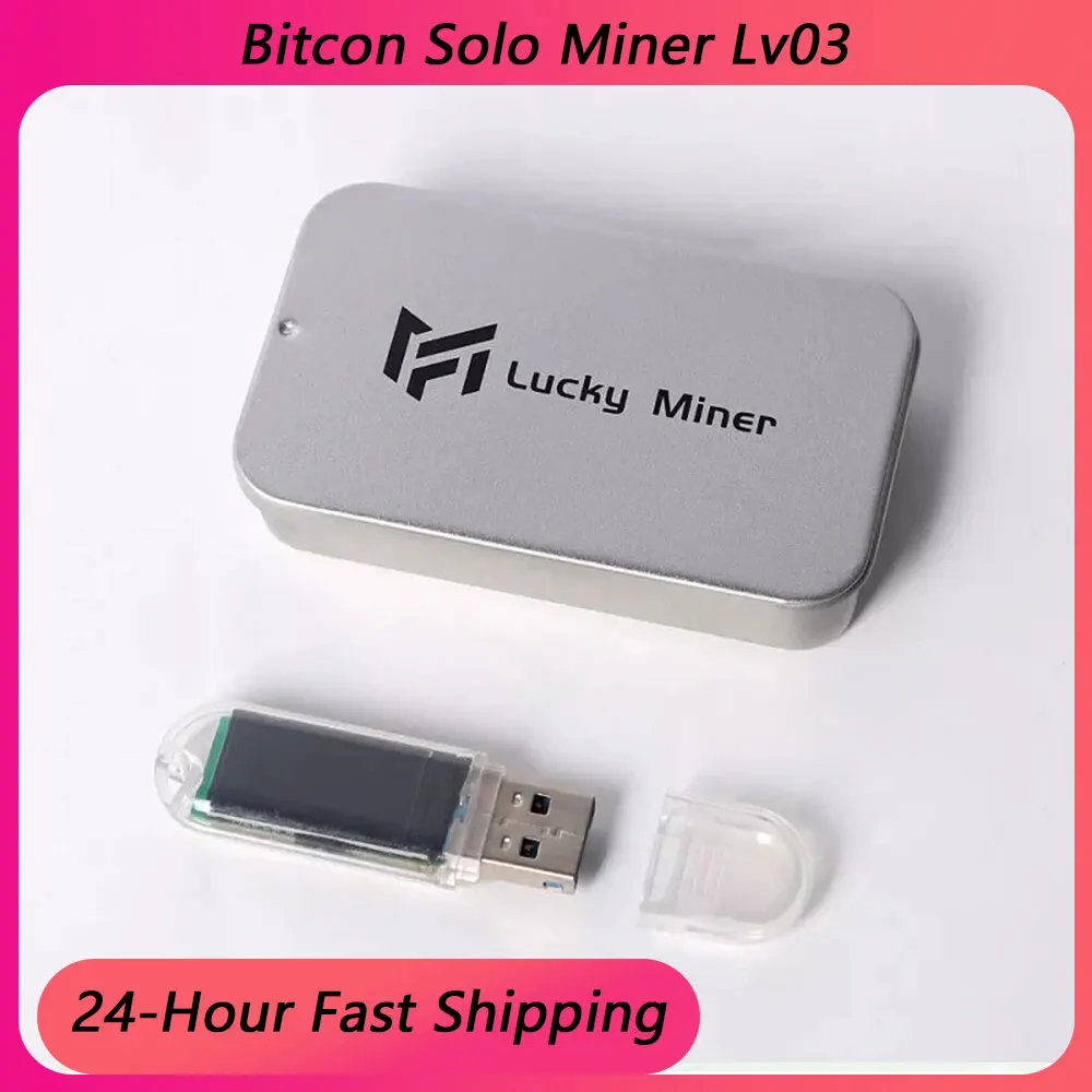 Mini Solo Bitcoin Miner Lucky LV03 USB Bitcoin Miner - 74KH/s Mini ASIC  Miner With WiFi & Display, 1W Power Portable Crypto Miner