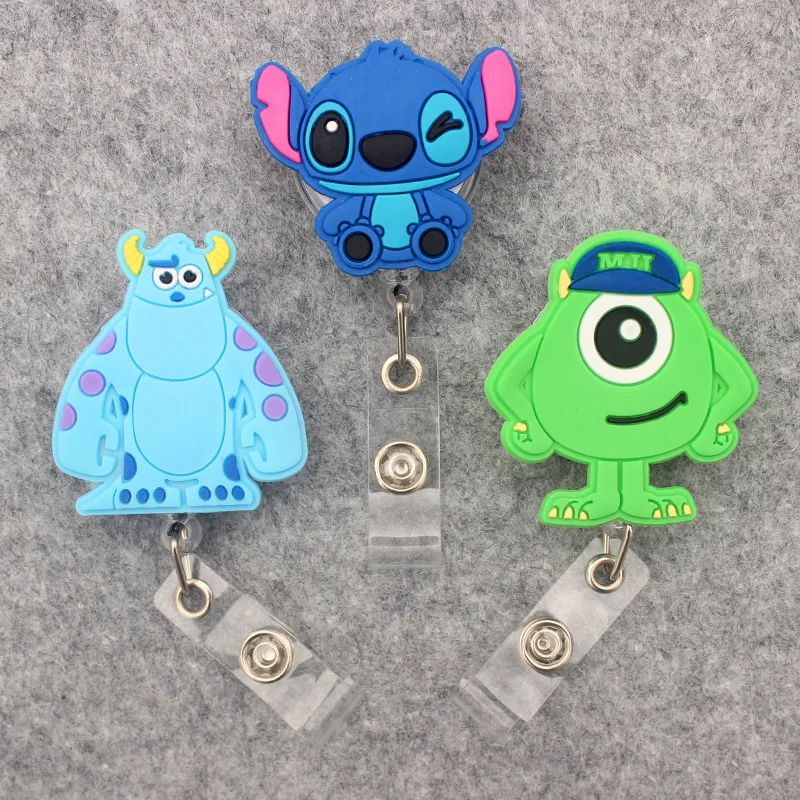 Retractable Badge Reel Badge Holder Retractable ID Tag Retractable ID Lanyard Cartoon Cute Stitch Blue Mouse Retractable Badge Reel For Nurse Doctor Card Holder Office Hospital Name Card Supplies