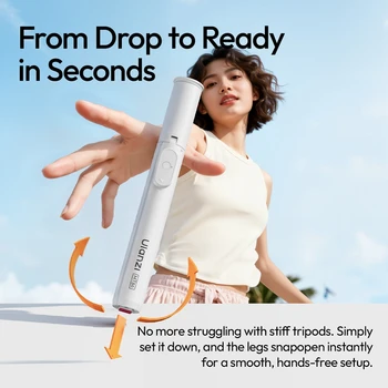 Ulanzi MT86 Automatic Phone Tripod with Phone Clamp Portable Selfie Stick Tripod for Smartphone Outdoor Travel Vlog Livestream
