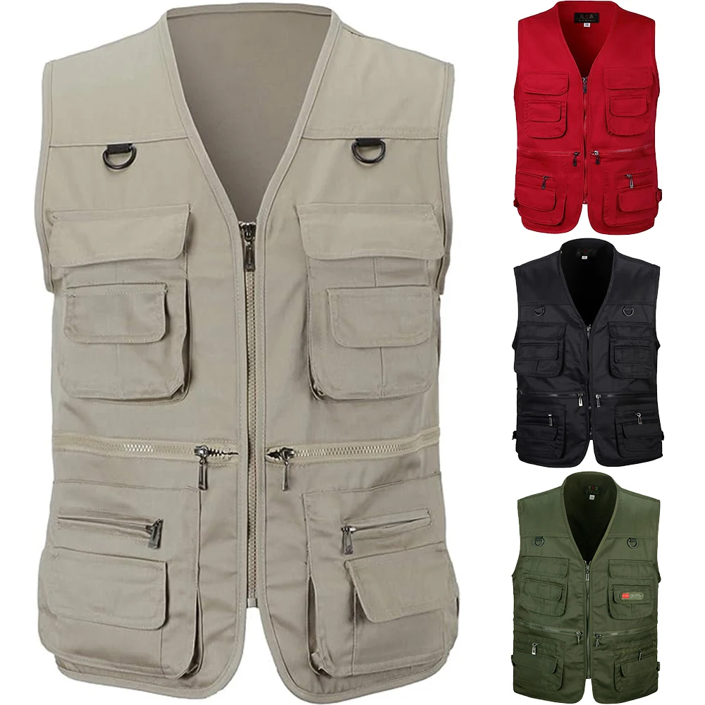 Gilet Cargo pour hommes manteaux décontractés multi-poches directeur de