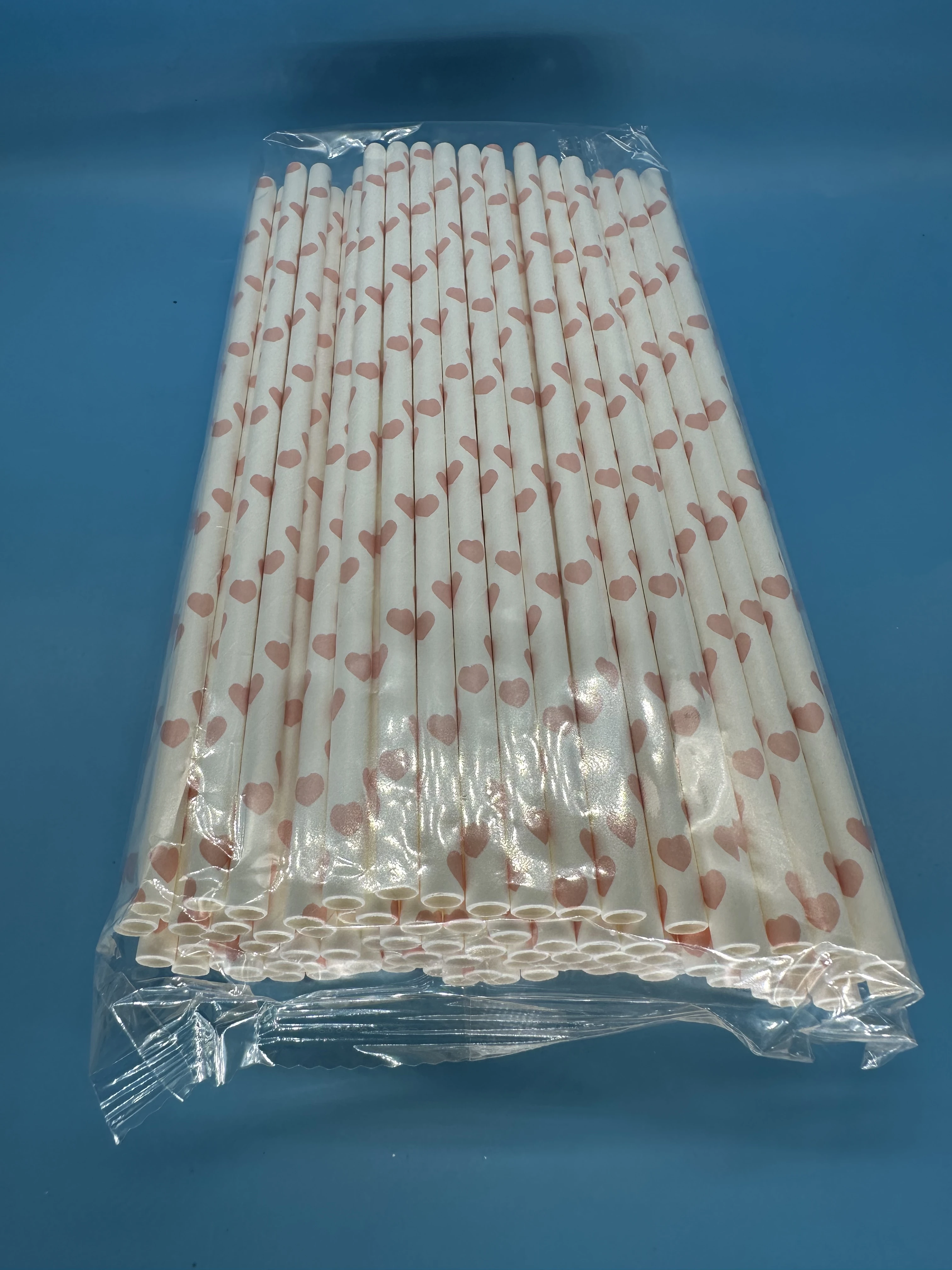 Pink Heart Artist Biodegradable Paper Straw For Canteen,Bar,Hotel,Drinking Straw Hand Making Party Decoration Xmas Deco