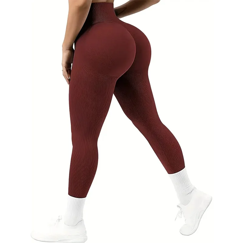 Women's Seamless Stitching Waist Solid Color Hip Sports Pants Outdoor Fitness Jogging Yoga Pants Comfortable Breathable Fitness