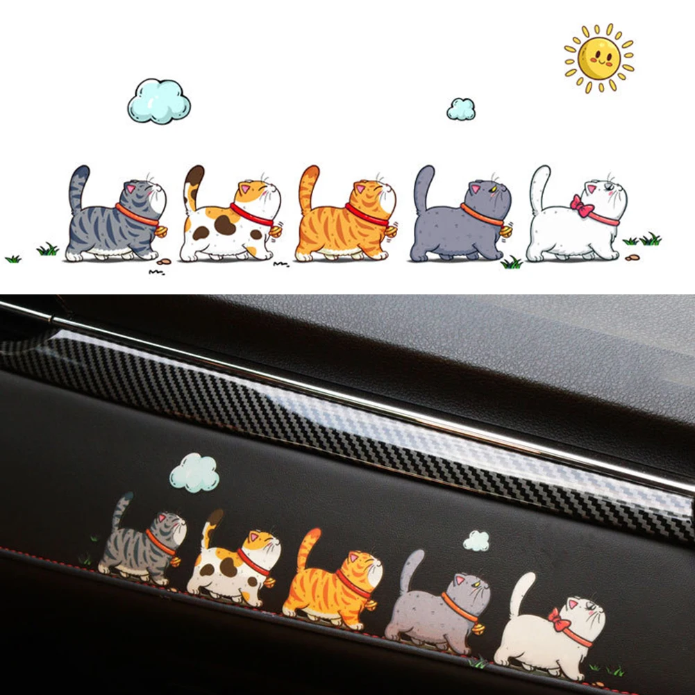 Lustige fünf Katzen gehen Auto Aufkleber Karosserie kreative Abziehbilder Tier  Styling Aufkleber Auto Computer Home Glas Aufkleber Dekoration - AliExpress