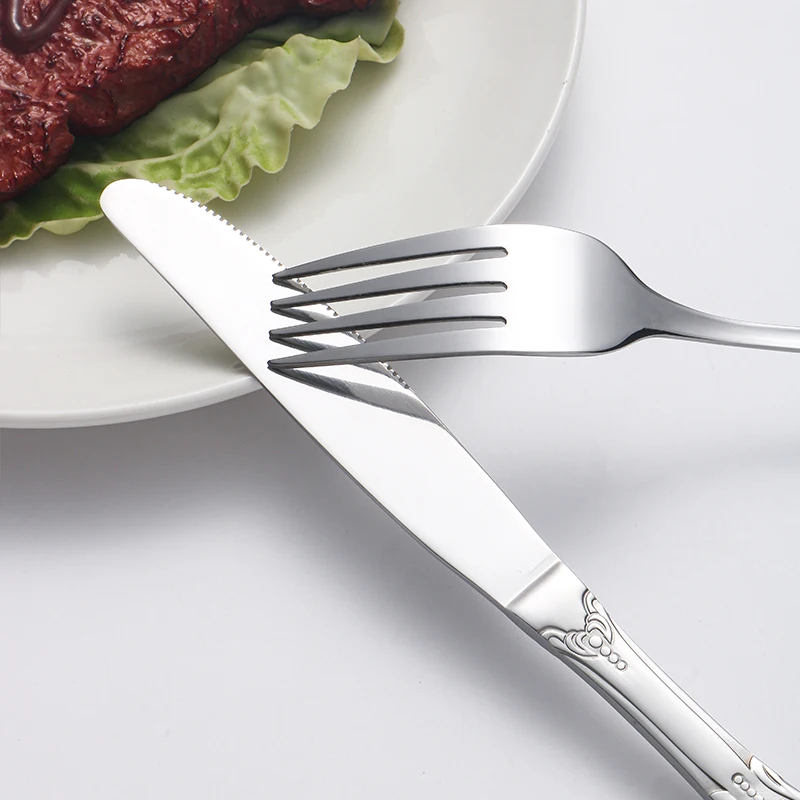 4/6/16/24pcs Stainless steel silver knife, fork and spoon tableware set Royal high-end tableware Suitable for family hotel party