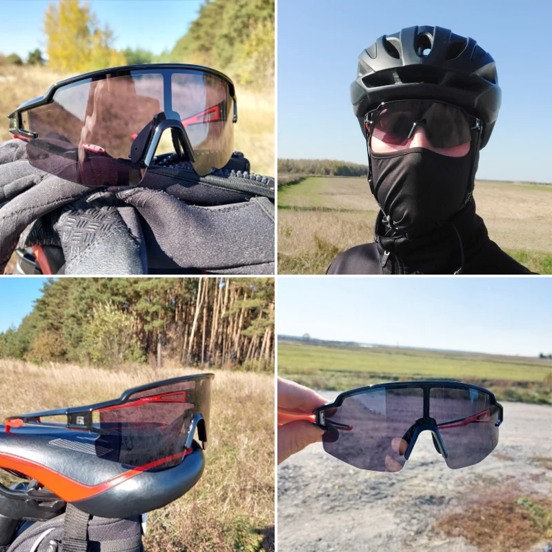 ROCKBROS Photochromic Cycling Glasses Bike Glasses Sun Protection Sports Bicycle Sunglasses MTB Road Cycling Eyewear Goggles